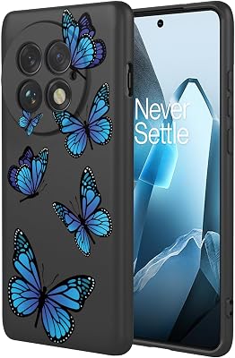 Phone Case for OnePlus 13 Case, 113 Case, Shockproof Flexible Bumper TPU Soft Case Butterfly Pattern Phone Cover for OnePlus 13 Black Butterfly