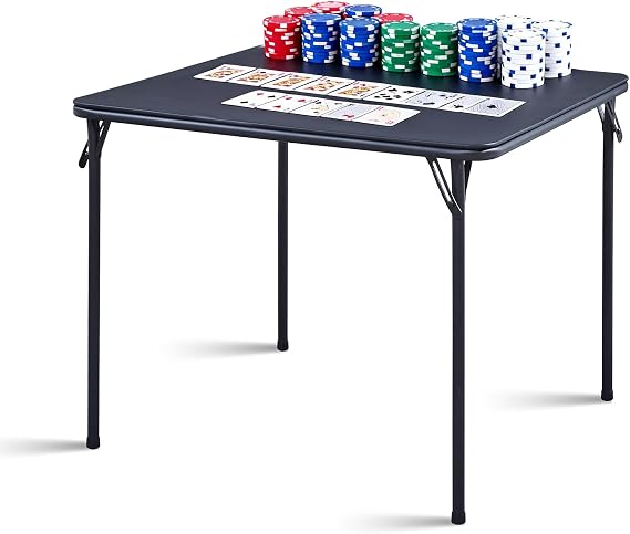 Square Folding Table 32x32 Small Card Table Foldable - Black