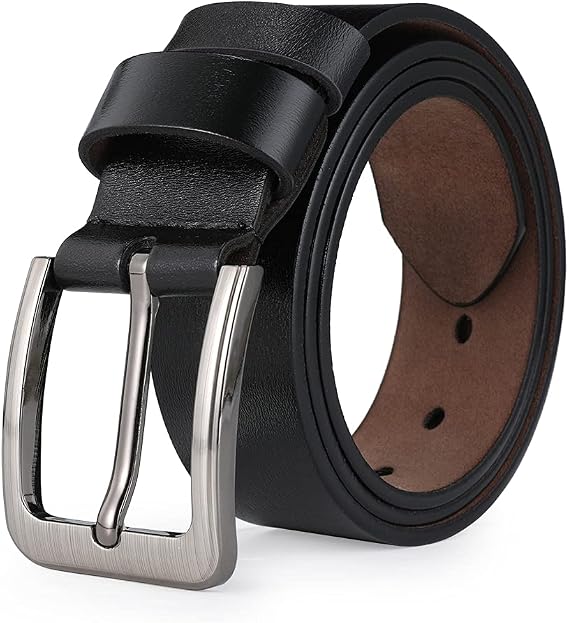 Mens Belts for Jeans Casual Work Dress 34"-62" Men Belt Leather Big and Tall,Black & Brown Color