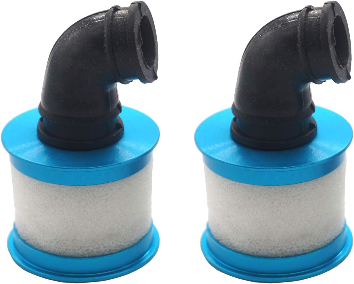 2Pcs RC Air Filter Aluminum Capped Cover with Element Sponge Engine Parts Compatible with Redcat Traxxas HSP Himoto 110 RC Nitro Monster Truck Buggy Car