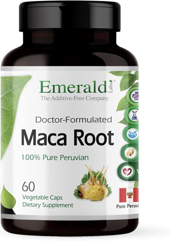 Maca Root - Supports Libido & Performance, Helps Regulate Endocrine Health, Supports Adrenal Glands - 100% Pure Peruvian Maca Root - Emerald Laboratories (Fruitrients) - 60 Vegetable Capsules
