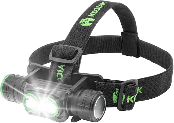 Kodiak Rechargeable 3000 Lumen Headlamp | Detachable LED Work Light with Magnetic Base & 180 Swivel | Aerospace Aluminum IPX4 Water Resistant | 2600mAh Replaceable Battery & USB-C Cable