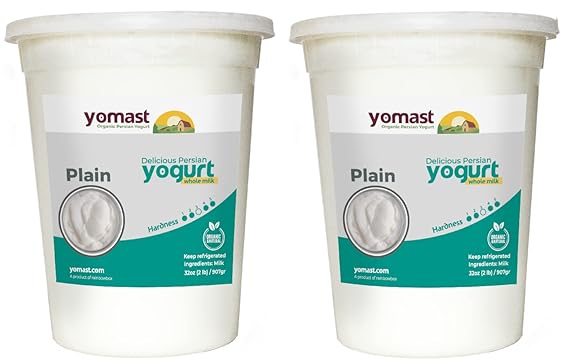 Yomast Organic Yogurt Plain 64oz (Pack of 2) Whole Milk, Probiotic-Rich, Thick & Creamy