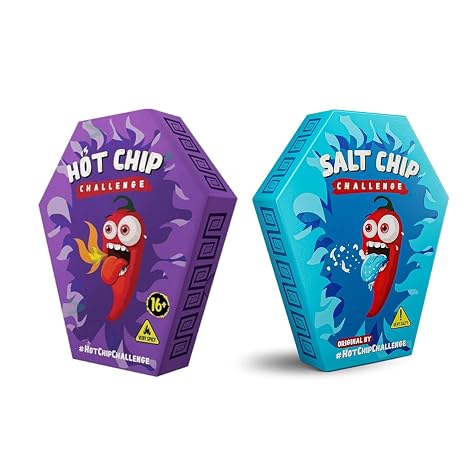 Chip Challenge Twin Pack - 1 x Salt Chip & 1 x Hot Chip - Extremely Salty & Extremely Sharp Tortilla Challenges