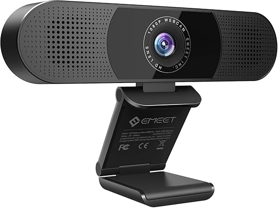 EMEET C980 PRO 3-in-1 1080P Webcam with Microphone and Speaker, 60-98 FOV | Wide Angle Webcam w/ 4 Noise Cancel Mics 2 Speakers, Auto Low Light Correction W/Cover USB Camera for Online Conference/Class
