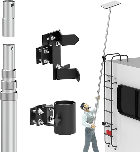 11ft Telescoping Aluminum RV Ladder Mount for Starlink Gen 2 Dish & Starlink Mini, Mounting Kit (MINIs Adapter Not Included)