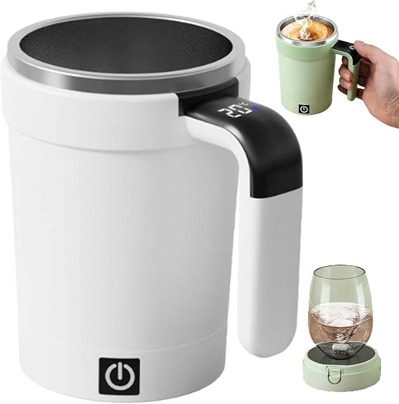 2026 Smart Self-Stirring Mug with Temperature Display, USB-C Rechargeable Auto Mixing Mug for Coffee, Protein Shakes, Tea, Portable & Magnetic Stirring Cup with Lid, Stainless Steel for Office Travel