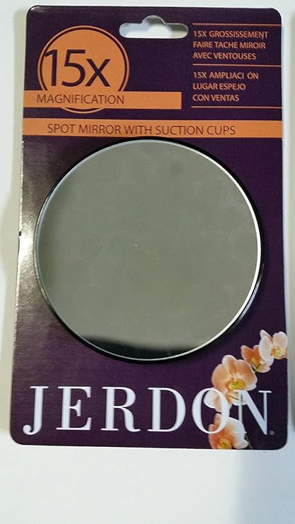 JERDON 3 Makeup Mirror with 15X Magnification - Black Frame - Suction Cups for Wall Mounting Portable and Fits Easily in Purse for Travel - Model JSC15
