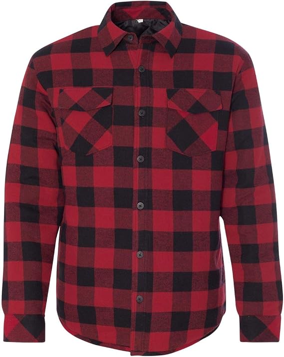 Burnside Adult Quilted Flannel Jacket M RED/ BLACK
