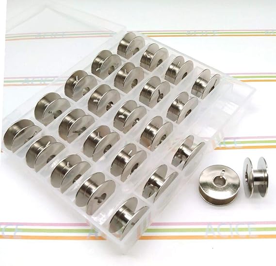 LHTACICE Sewing Machine Bobbins 25pcs in Bobbin Case SA159 Metal Bobbins 55623S,L Style,Rotary for BabylockBL3000,BL5000,BL7000,Singer 20U Zigzag Machine 103K7,115,(See DESC.)