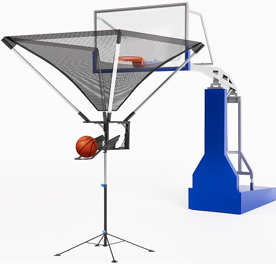 Basketball Rebounder, Basketball Return Attachment with 180 Rotating Track, Shot Trainer Rebounder Net Return System for Efficient Training, Ideal for Indoor & Outdoor Use, Easy Assembly & Portable