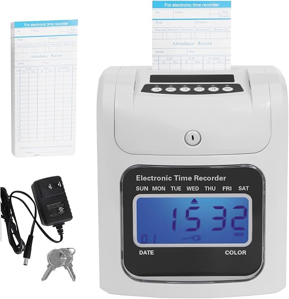 Electronic Time Clock, Punch Time Clock, Auto-Align Time Clocks for Small Business with 50 Time Cards and 1 Security Key for Companies, Units