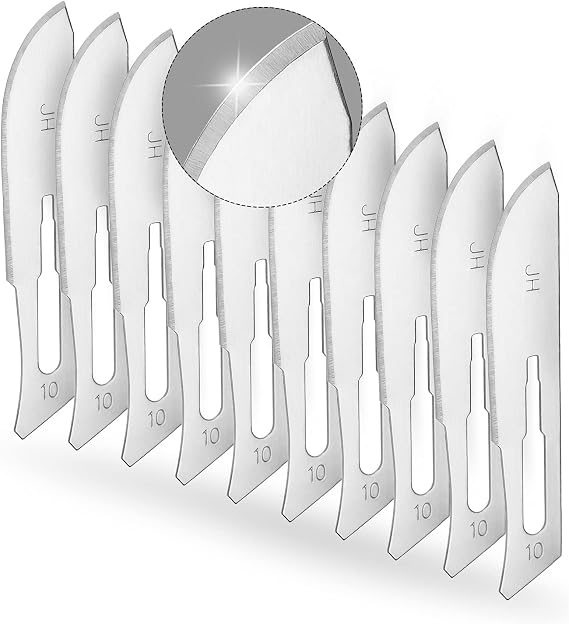 KeyUnity KA00 10pcs #10 Knife Blades Replacement Utility Knife Blade for Arts & Crafts, Plant Cutting, Clay Modeling, Podiatry, Dermaplaning & More
