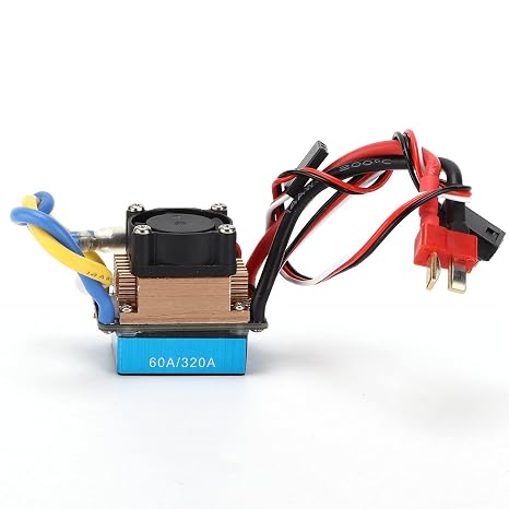 Waterproof 60A Dual - Way Brushed ESC with Cooling Fan and 5V 3A BEC, T - Plug for 1/10 RC Car Including Axial SCX10 TRX4
