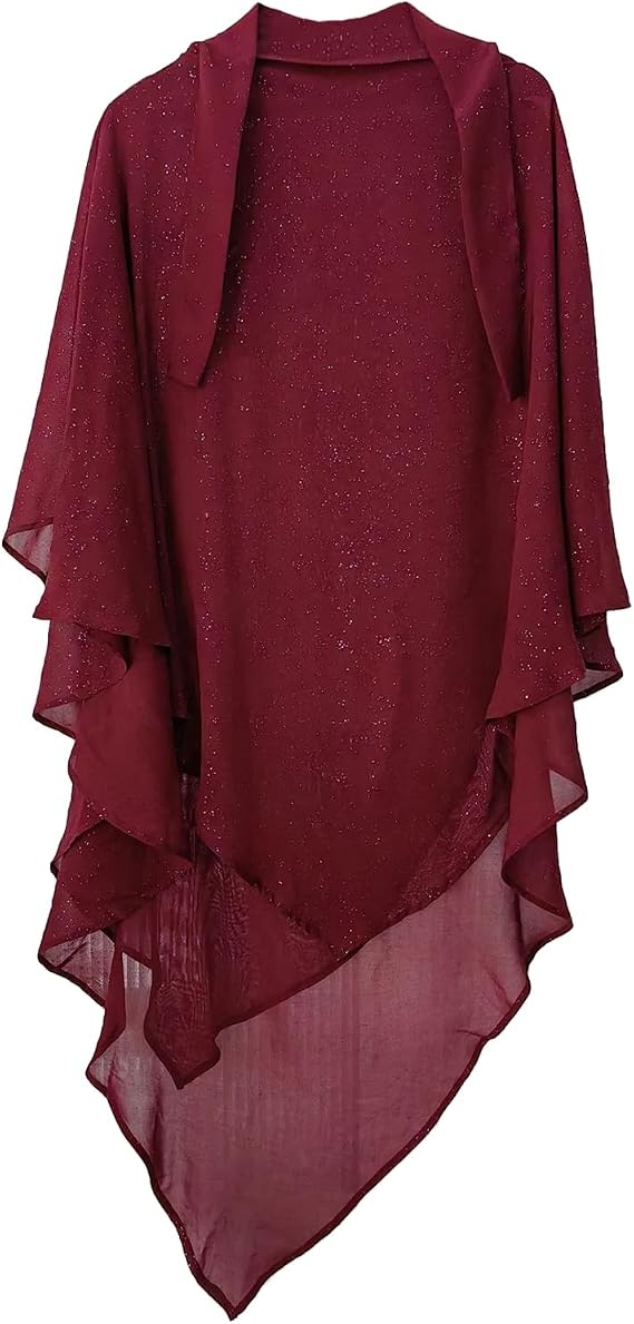 JIAHG Womens Muslim Long Khimar Hijab Scarf Soft 2 Layer Abaya Jilbab Islamic Khimar Ramadan Eid Prayer Garment Niqab Hijabs