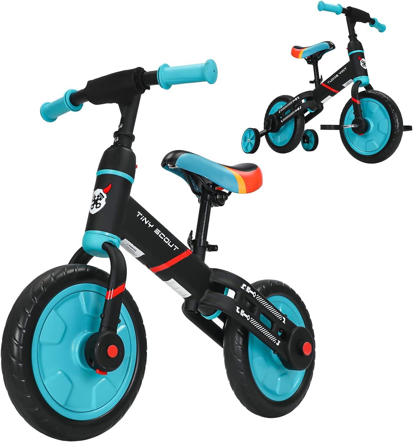 ubravoo balance bike for children from 3 4 5 years 4-in-1 childrens bicycle from 3 years with option stabilizers and pedals sporty frame 28 cm wheels saddle height adjustable