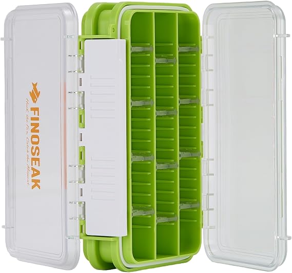 Sturdy Dual Sided Small Tackle Box Organizer, Waterproof Sealed Clear Fishing Tackle Box Tray Storage Case with Slit Foam for Jig Heads-Flies-Spoons-Rigs and Lures (FN0801)