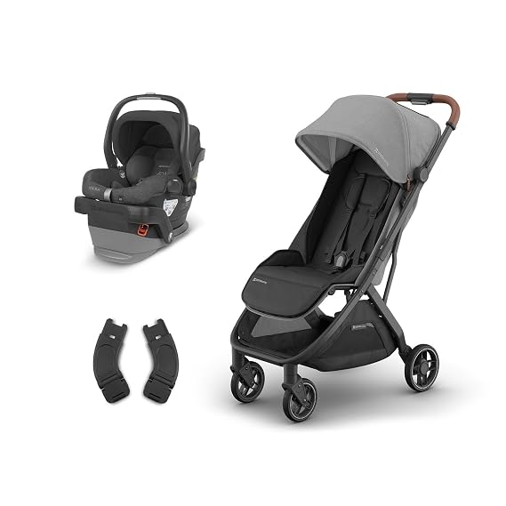 UPPAbaby Travel System, Includes Minu V3 Stroller + Mesa V2 Infant Car Seat Combo - Adapters, Car Seat, Base + Infant Insert Included Greyson (Charcoal Melange)