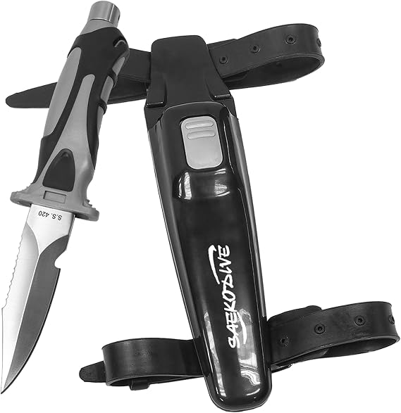 Edge Series Dive Knife - Scuba Diving Knife with Knife Holster, Sheath and Leg Strap - Scuba Knife, Saltwater Knife, Spearfishing Knife (Small)
