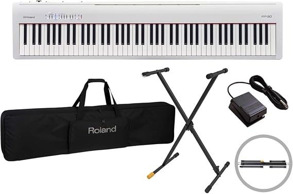 ROLAND FP-30 WH Electronic Piano White/White Genuine Case Cover CB-88RL + X Stand KS100B Set