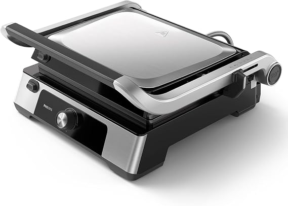 Philips 5000 Serisi Izgara ve Tost Makinesi - Ayarlanabilir sıcaklık, Geniş ızgara yüzeyi ve Yüksek Güç performansı, Çıkarılabilir yapışmaz plakalar ve yağ tepsisi (HD6301/90)