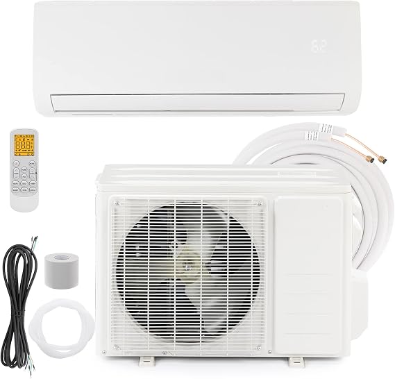 Leadzm 9,000 BTU Mini Split AC/Heating System with Inverter, 115V 19 SEER Energy Saving Ductless Split-System Air Conditioner with Pre-Charged Condenser, Heat Pump, Remote Control & Installation Kit