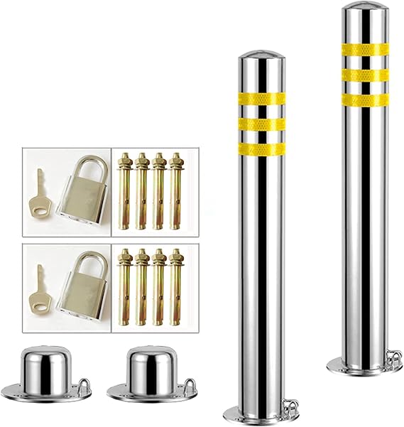 Parking Barrier Parking Barrier Lockable Car Parking Latch Space 2 Pack Heavy Duty Security Posts for Driveways (76600mm)