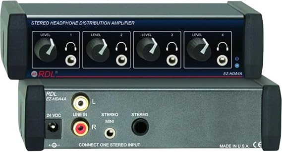 RDL EZ-HDA4A Stereo Headphone Distribution Amplifier