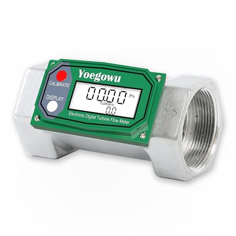1.5" Digital Turbine Fuel Flow Meter, 10.574 GPM Inline NPT Flowmeter with LCD Display,for Diesel,Gasoline,Kerosene, Water and Other Liquids Supports Gallon, L, QTS, PTS, m3 (1.5")