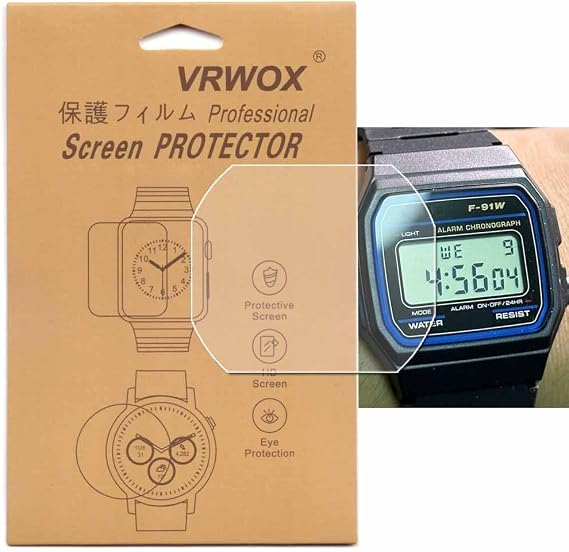 3-Pcs TPU Screen Protector For F-91 F-91W F91W-1 Watch, Full Coverage Screen Protector HD Clear Anti-Bubble and Anti-Scratch for(F-91W)