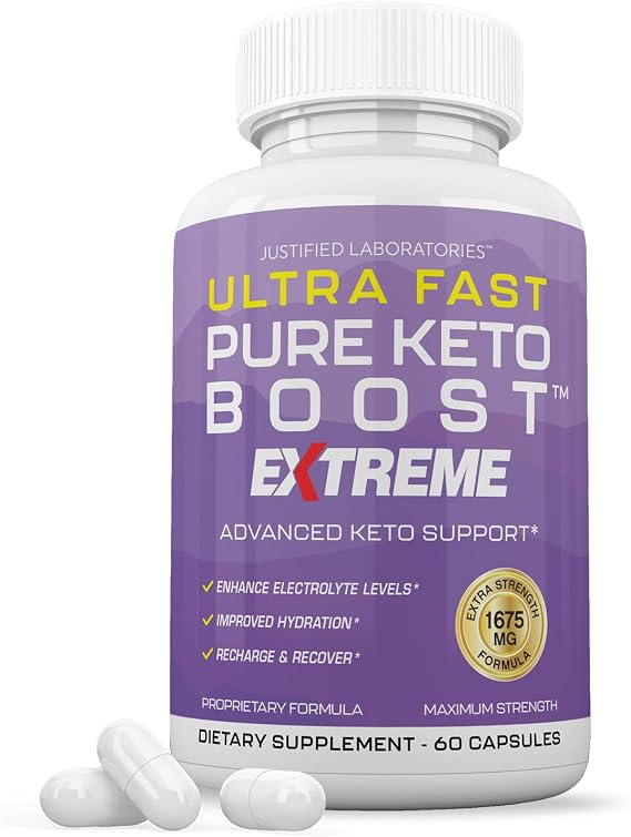 Ultra Fast Pure Keto Boost Extreme Keto Pills 1675MG New & Improved Formula Contains Apple Cider Vinegar Extra Virgin Olive Oil Powder Green Tea Leaf 60 Capsules