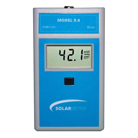 Solarmeter Model 9.4 Visible Blue Light Meter, Handheld Digital Radiometer and Light Bulb Tester for Measuring Blue Light for Aquarium Lamps, Acne & Bilirubin Phototherapy, 0-199.9 mW/cm2