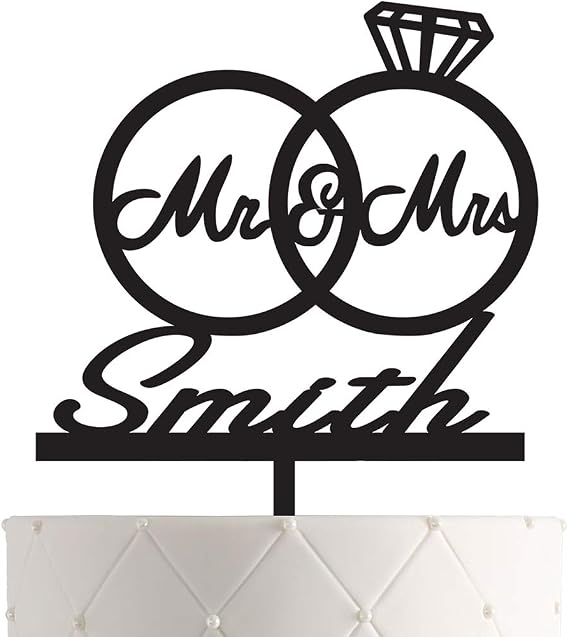 Personalized Bride and Groom Wedding Cake Topper With Customized Last Name for Mr Mrs
