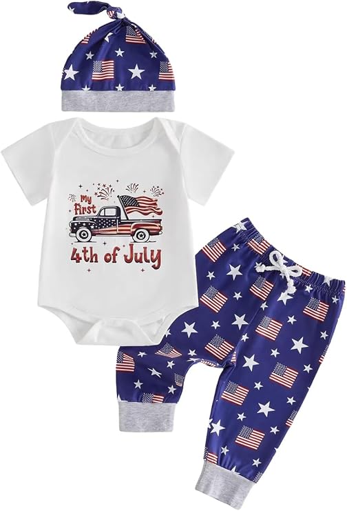 JiAmy My First Christmas Baby Girl Romper 3-Piece Set 0-12M