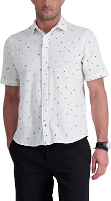 Haggar mens Short Sleeve Stretch Fashion Print Shirt