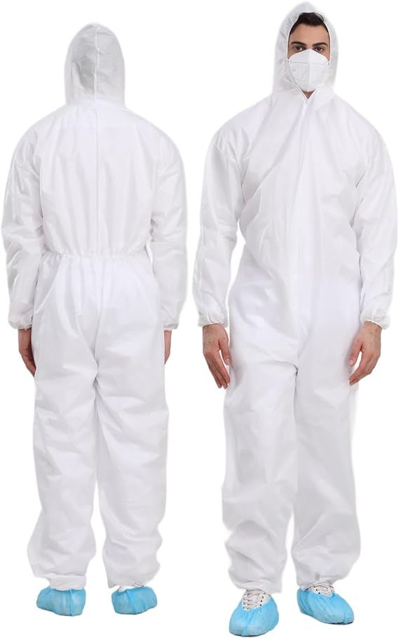Disposable Coveralls, SMS Paint Suit for Men, 3-Pack/Case of 30 | Elastic Wrists and Hood, Full-Body Coverage, for Painting, Cleaning, Construction, Available in 5 Sizes