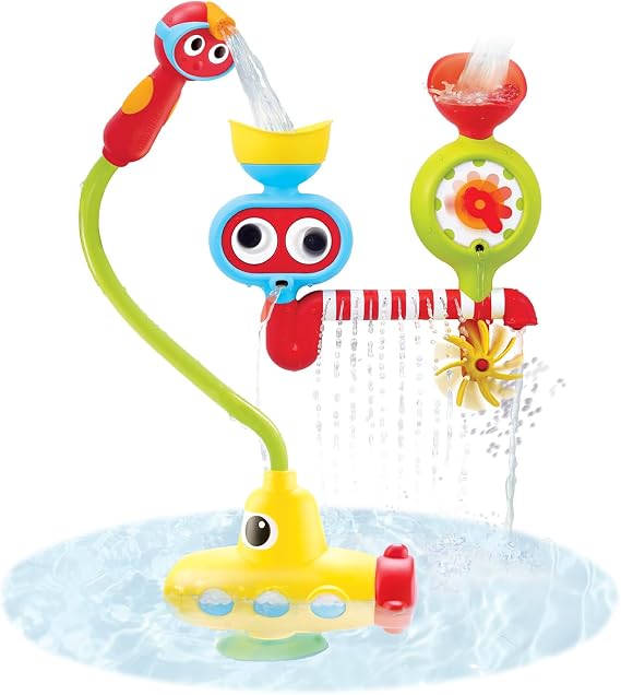 Yookidoo Submarine Spray Station Kids Bath Toy (Ages 2+) Mold-Free, Wall-Mounted, Battery-Operated Shower Head & Spin N Sprinkle Set for Fun Baby Bathtime Play with Magical Water Effects