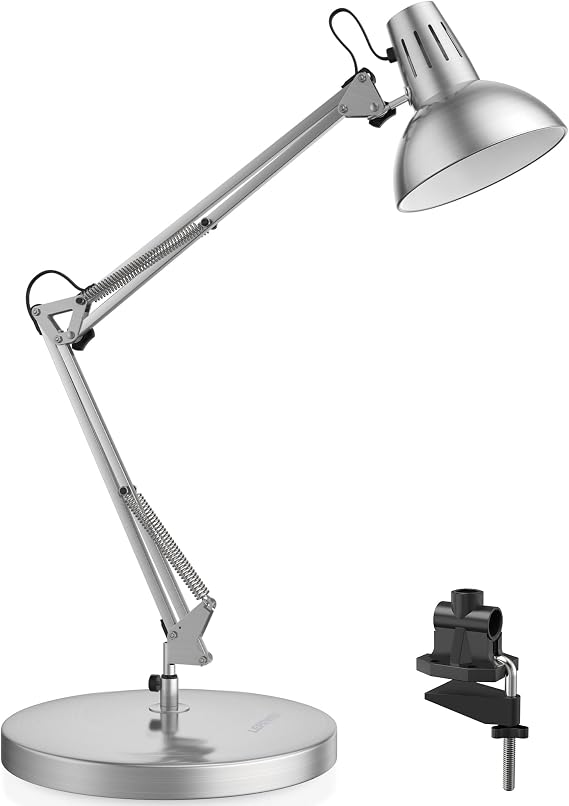 LEPOWER Metal Adjustable Desk Lamp with Clamp, Swing Arm for Home Office