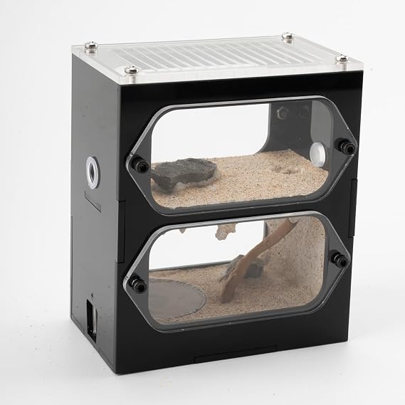 Acrylic Ant Farm Nest Vertical Observation Formicarium with Red Cover and Simulated Tunnel Structure, Stackable Modular Ant Habitat
