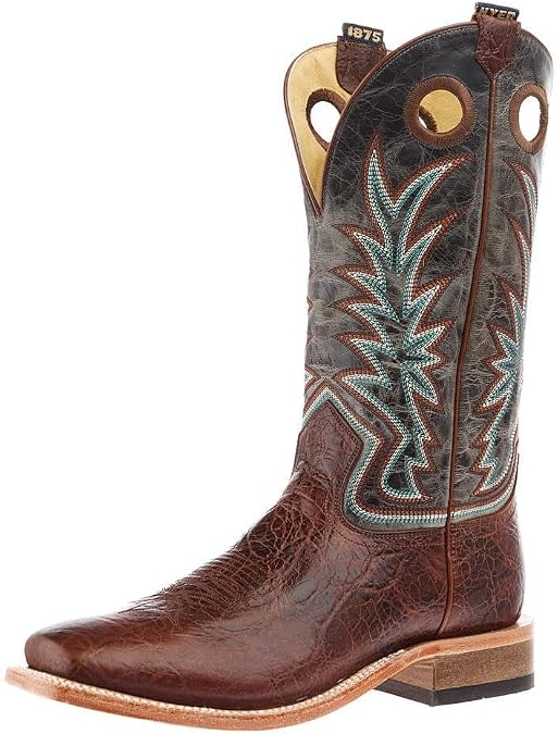 Hyer Men's Walton Cowhide Brown & Grey Broad Square Toe Western Boots HM11024 (Brown, 10 D, US Footwear Size System, Adult, Men, Numeric, Medium, 10)