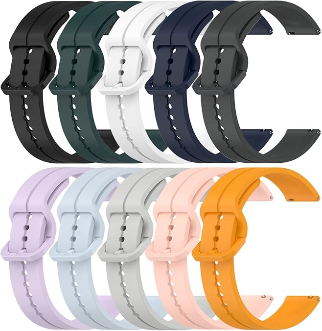 E ECSEM 10PACK Multicolor Bands for Hendari Watch Strap Adjustable Silicone Sport Replacement Wristbands Straps for Hendari P66 Smart Watch for Men Women