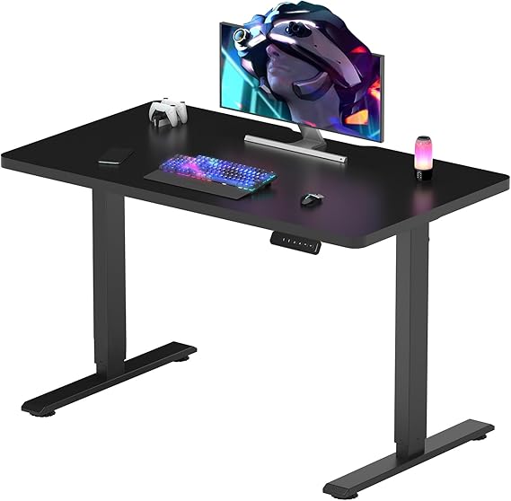 FLEXISPOT ONE PIECE Electric Standing Desk, Sit Stand Table Height Adjustable Desk with Memory Smart Pannel for Home Office, 110 x 54 cm Black