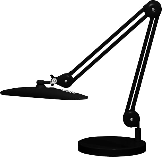 Neatfi XL 2200 Lumens 24W LED Desk Lamp - 4-Level Dimmable Task Light | Home Office, Crafts & Workbench | 50cm Wide Head (Black, Non-CCT with Base) [Energy Class F]