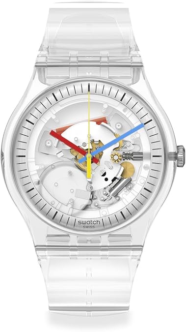 Swatch New Gent Biosourced Unisex Watch Casual Polymer Transparent Quartz Waterproof Clearly New Gent