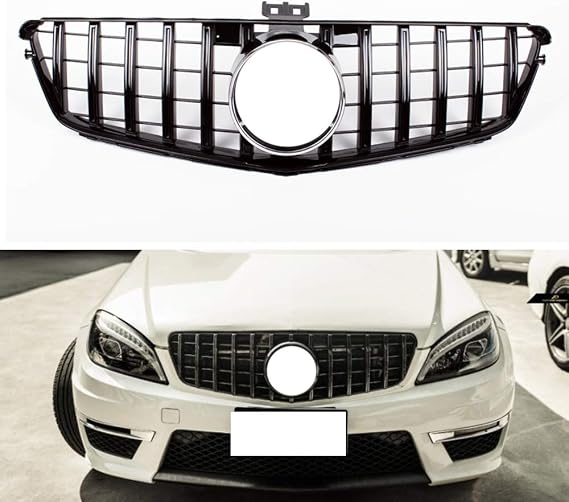 AMG GT R Style Black Front Grille Grill For Mercedes Benz C Class W204 2008-2014 (Black)