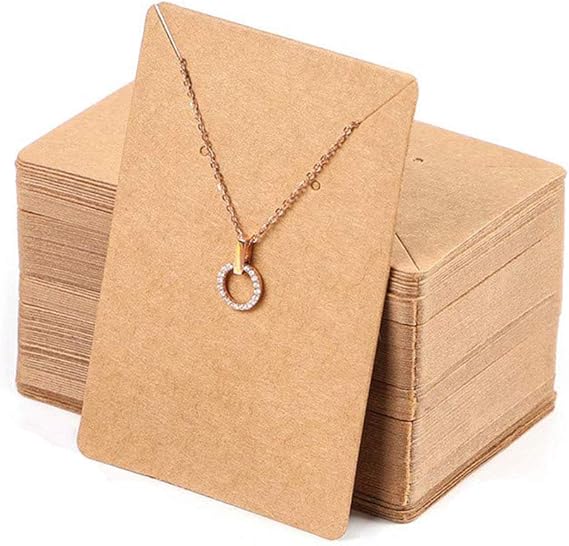 150 Pcs Blank Jewelry Display Cards Kraft Paper Necklace Earring Card Holder for Ear Studs, Earrings, Necklaces, 3.5 x 2.4 Inch