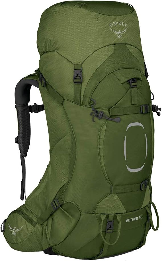 Osprey Aether 55L Men's Backpacking Backpack, Green S-M | hiking pack, camping gear, overnight trail pack, Green color, S-M size