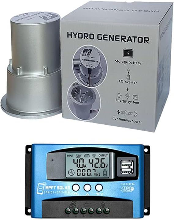 200W Hydro Generator 12V Hydroelectric Generator - Portable Micro Hydro Turbine Generator with Smart Controller for Home Camping Off Grid 40/20MM InletYES