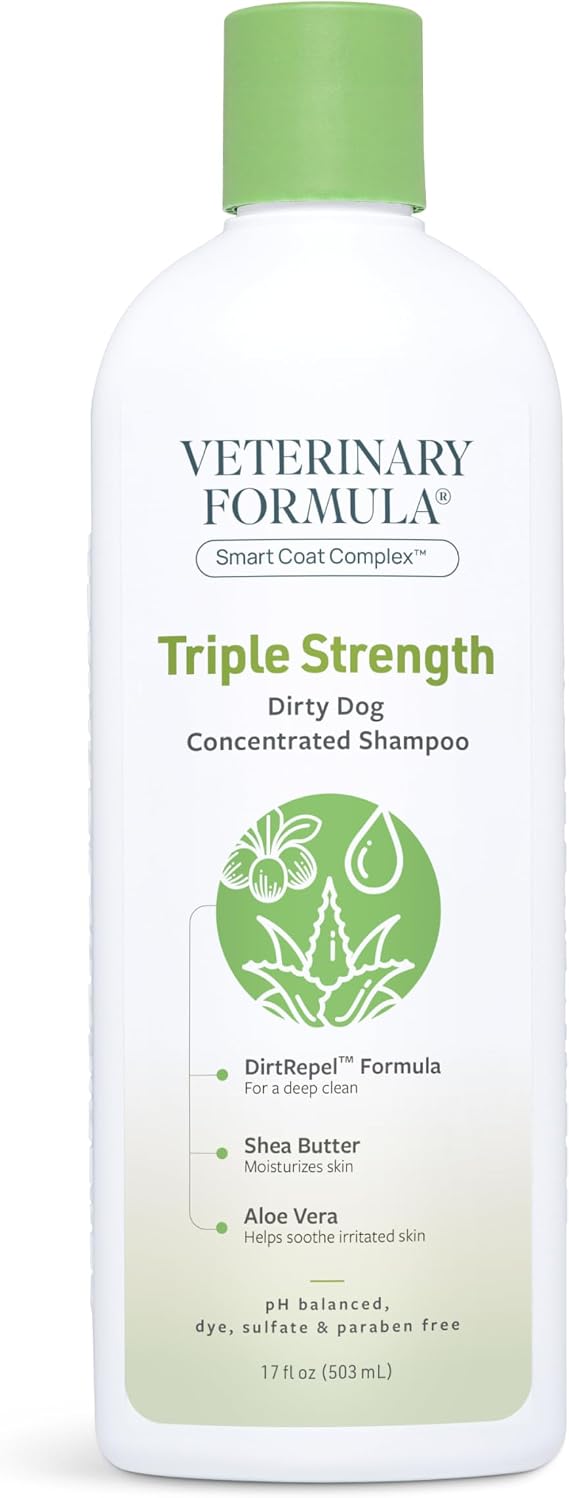 Veterinary Formula Smart Coat Triple Strength Dirty Dog Shampoo, 17 oz | Shea butter and aloe vera, controls tough odors, helps soothe dry skin