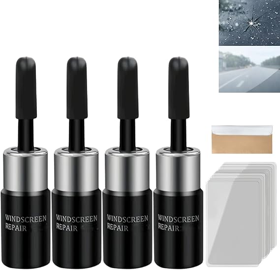4Pcs Car Windscreen Repair Kit- Windscreen Chip & Crack Repair Kit,Scratch Remover Kit for Cars,Quick & Easy Windshield Glass Scratch Repair Tool,Quick and Long-lasting,Easy to Use,Wide Application